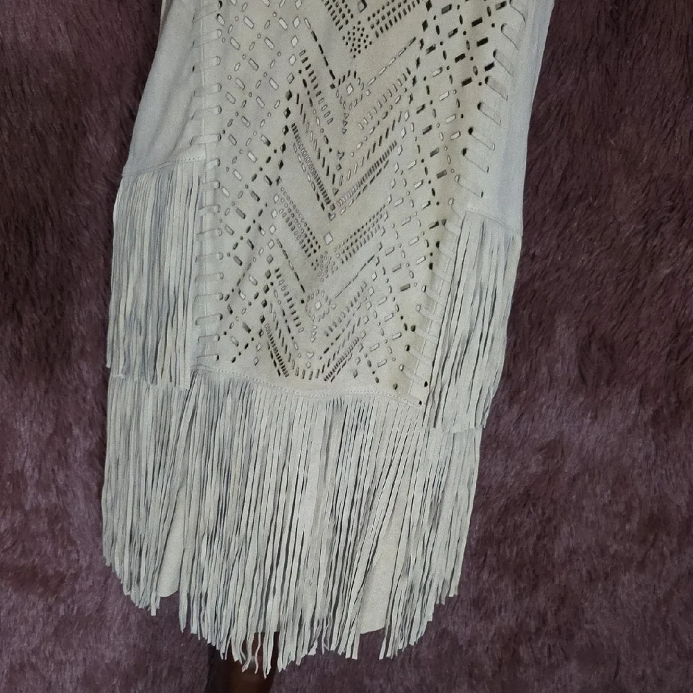 Parker Leather Laser Cut Fringe Dress - Picture 3 of 10